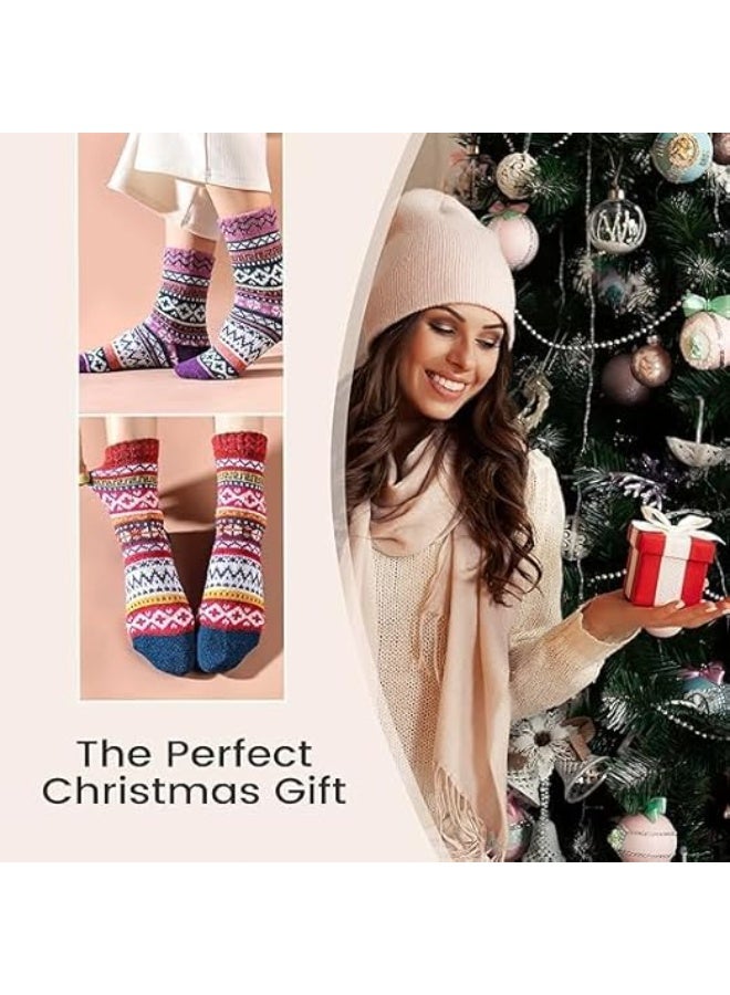 HZYH Socks for Women,5 Pairs Crew Socks for Women, Mens Boot Socks,Hiking Socks,Women Long Cozy Socks - Image 2