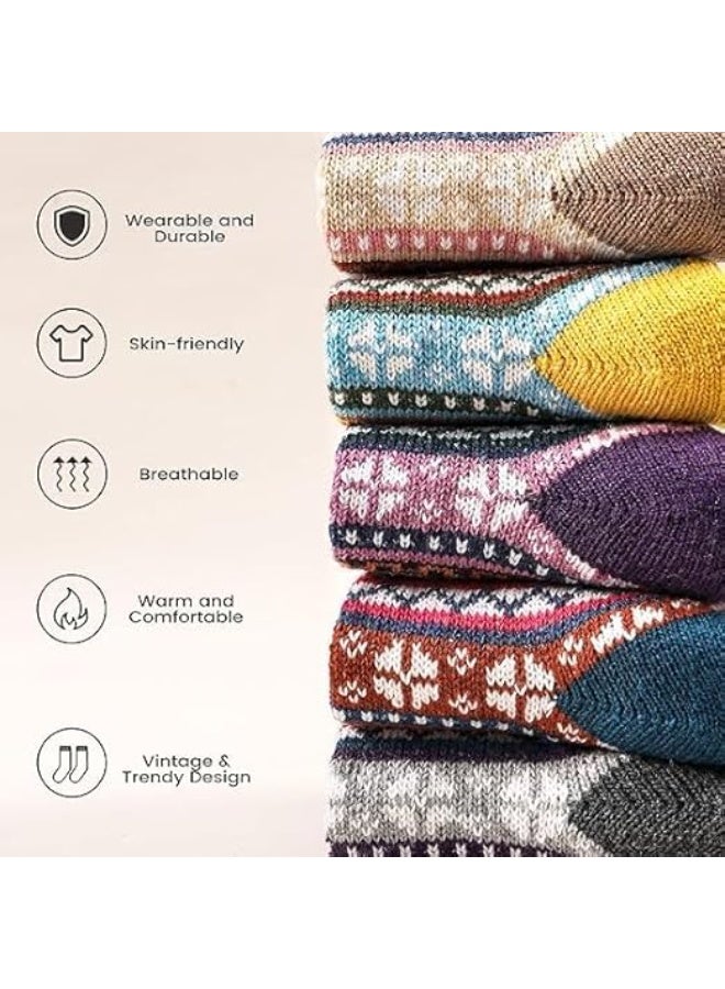 HZYH Socks for Women,5 Pairs Crew Socks for Women, Mens Boot Socks,Hiking Socks,Women Long Cozy Socks - Image 3