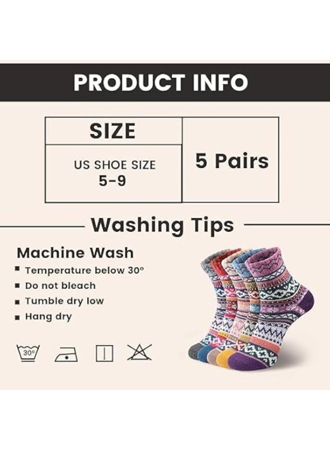 HZYH Socks for Women,5 Pairs Crew Socks for Women, Mens Boot Socks,Hiking Socks,Women Long Cozy Socks - Image 4
