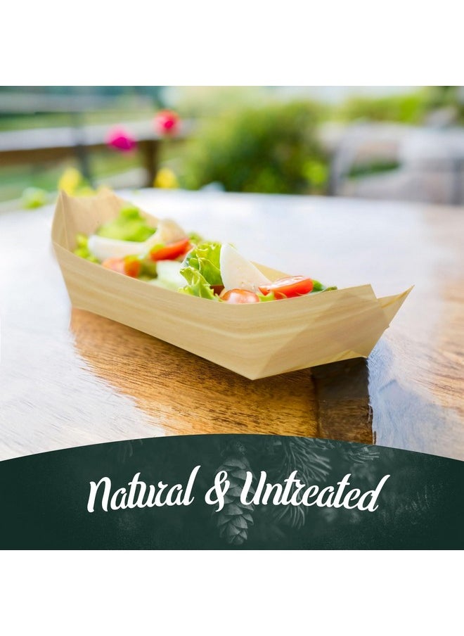 BambooMN Disposable Food And Appetizer Wood Boat Dishes 5.25 X 3 X 1 300 Pieces  - Image 5