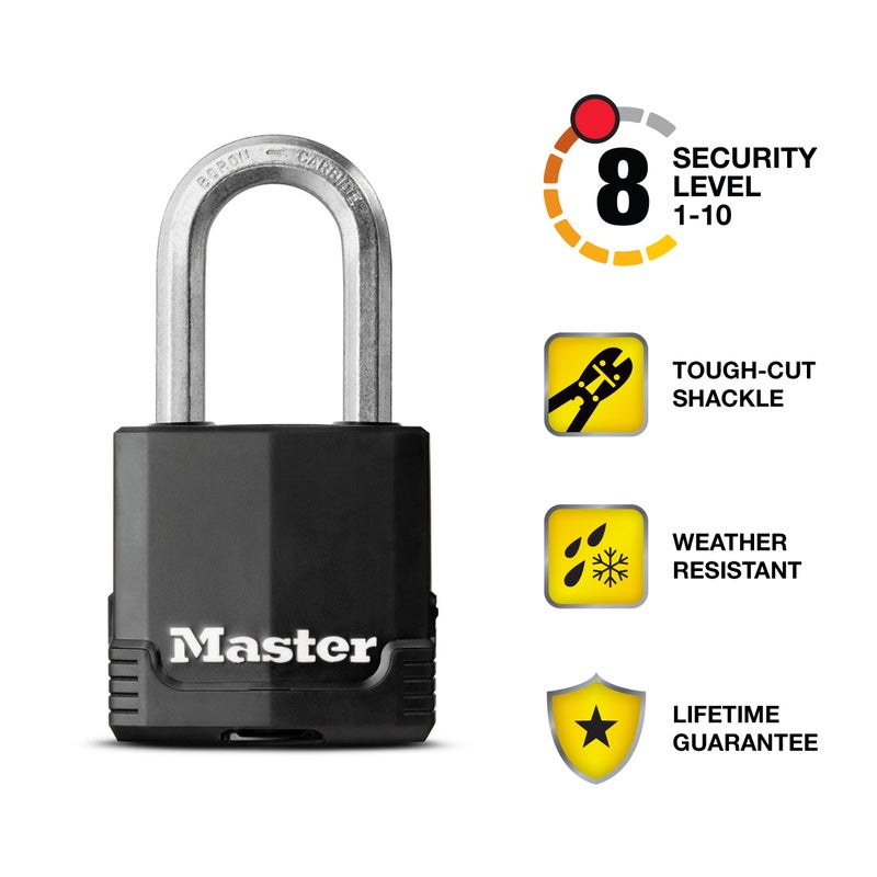 Master Lock Master Lock Magnum Heavy Duty Outdoor Padlock with Key, Weather Resistant Body and Cut Resistant Shackle make Lock Perfect for Fences, Gates, Sheds, M115XDLF  - Image 2