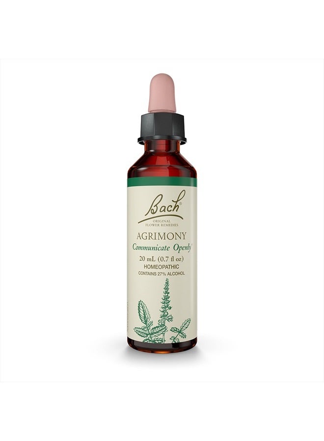 Bach Original Flower Remedies, Agrimony for Open Communication, Natural Homeopathic Flower Essence, Holistic Wellness and Stress Relief, Vegan, 20mL Dropper  - Image 1