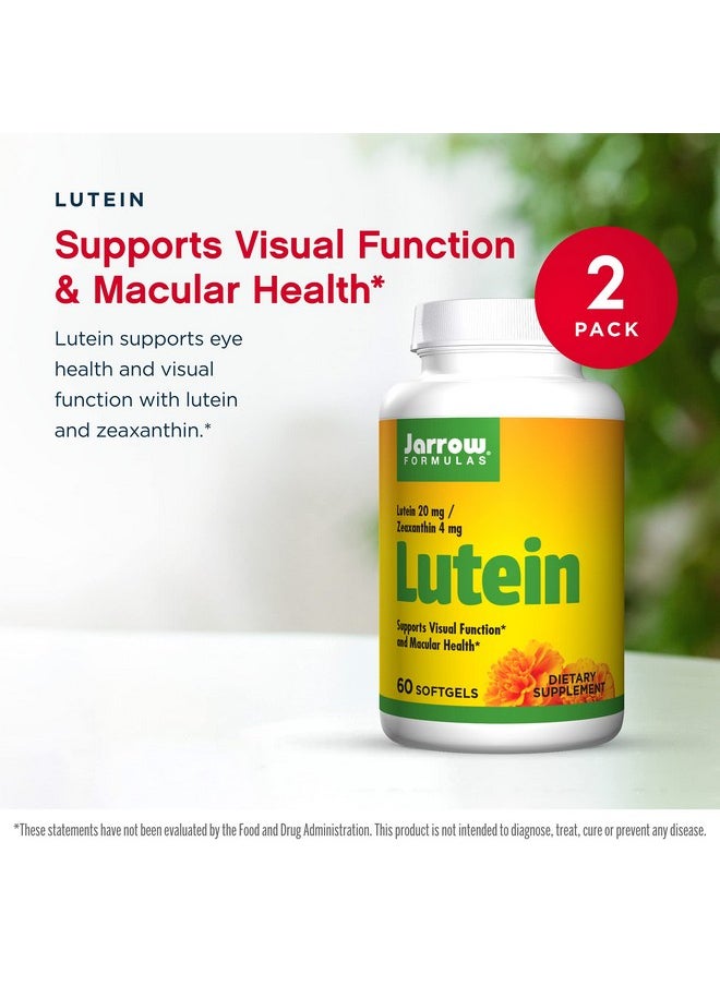 jarrow formulas - Jarrow Formulas Lutein 20 mg - 60 Softgels, Pack of 2 - Clinically Documented Eye Health & Support - with Zeaxanthin - 120 Total Servings - Image 1