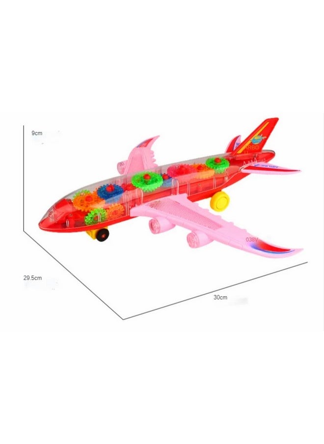 Cloudmart Cloudmart Transparent Bump and Go Mechanical Plane Toy with 3D Lightning, Moving Gears, and Music | Concept Gear Colorful Indoor Game Toy for Birthday Gift of 2-5 Year Old Boy, Girl, Baby (1 pc)  - Image 4