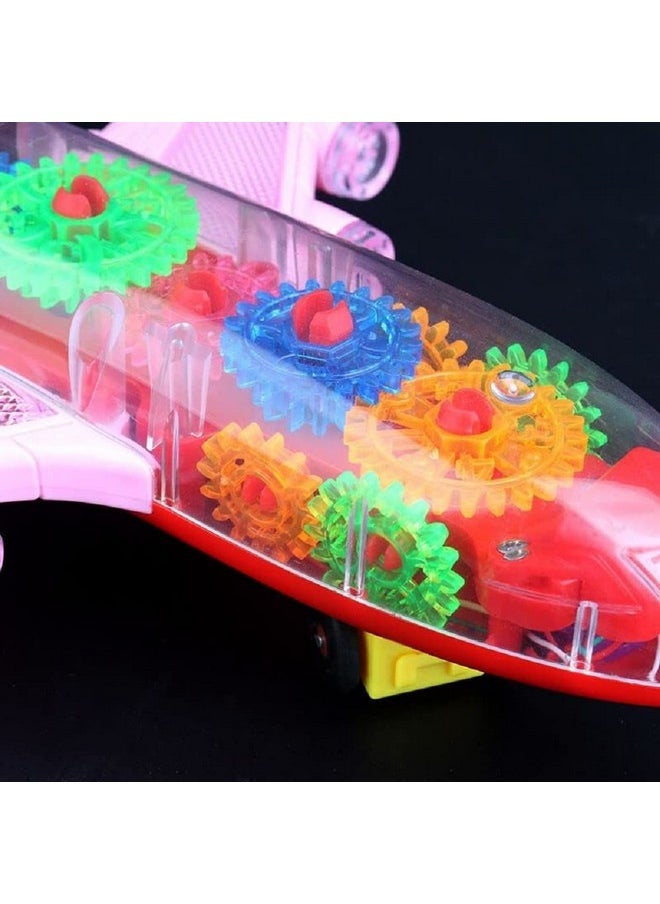 Cloudmart Cloudmart Transparent Bump and Go Mechanical Plane Toy with 3D Lightning, Moving Gears, and Music | Concept Gear Colorful Indoor Game Toy for Birthday Gift of 2-5 Year Old Boy, Girl, Baby (1 pc)  - Image 2