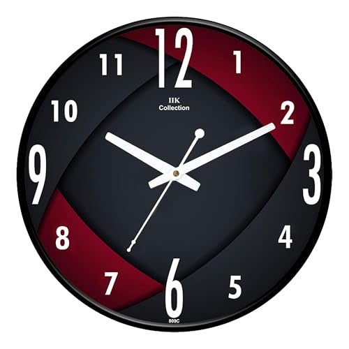 IIK Collection 12-Inch Designer Plastic Analogue Round Wall Clock for Home, Kitchen, Living Room, Bedroom, Office (30 Cm X 30 Cm X 6 Cm), Multicolor - Image 1