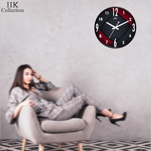 IIK Collection 12-Inch Designer Plastic Analogue Round Wall Clock for Home, Kitchen, Living Room, Bedroom, Office (30 Cm X 30 Cm X 6 Cm), Multicolor - Image 2