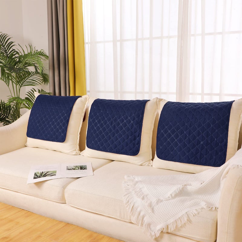 Moukeren Moukeren 3 Pieces Recliner Headrest Protector Headrest Cover for Recliner Chair Sofa Covers Couch Chair Head Protector for Sofa Furniture ProtectorsDark Blue 