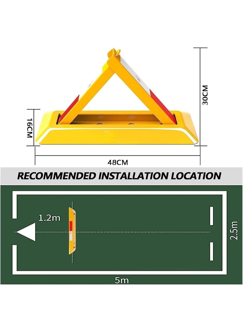 حاجز مواقف السيارات القابل للطي، قفل مواقف السيارات اليدوي القابل للإغلاق، يشمل شرائط تحذير عاكسة، مسامير تثبيت وقفل مقاوم للماء، قفل للمساحات الخاصة في مواقف السيارات للمراكز التجارية والفنادق والمكاتب والمطارات. - Image 3