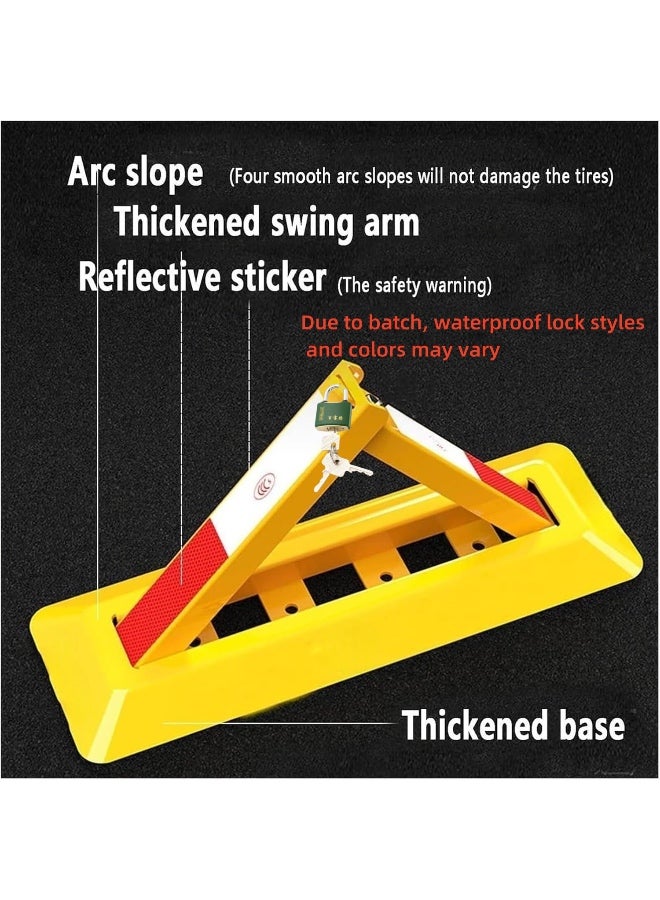 حاجز مواقف السيارات القابل للطي، قفل مواقف السيارات اليدوي القابل للإغلاق، يشمل شرائط تحذير عاكسة، مسامير تثبيت وقفل مقاوم للماء، قفل للمساحات الخاصة في مواقف السيارات للمراكز التجارية والفنادق والمكاتب والمطارات. - Image 4