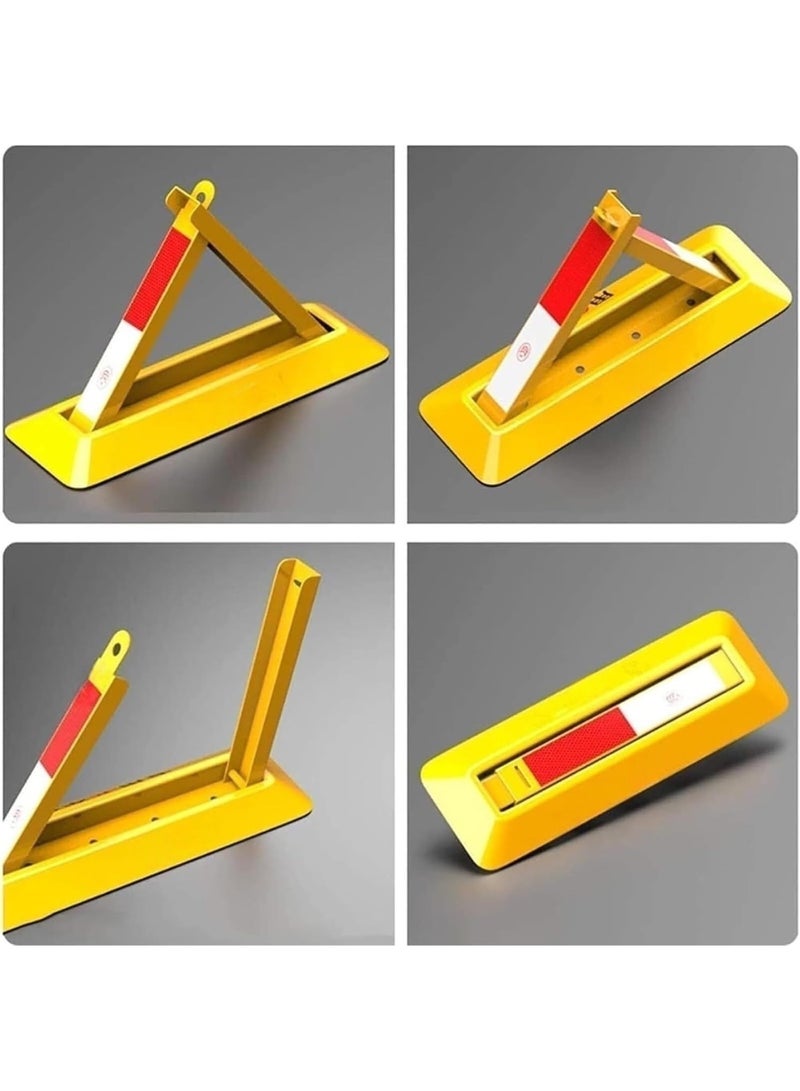 حاجز مواقف السيارات القابل للطي، قفل مواقف السيارات اليدوي القابل للإغلاق، يشمل شرائط تحذير عاكسة، مسامير تثبيت وقفل مقاوم للماء، قفل للمساحات الخاصة في مواقف السيارات للمراكز التجارية والفنادق والمكاتب والمطارات. - Image 2