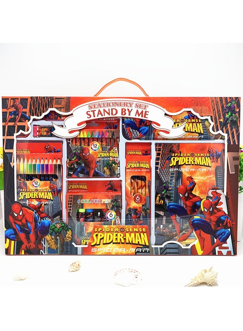 Beauenty Spider Man Stationary Kit - 41Pcs Stationary Items Pencil Box,Colours,Eraser and Sharpener -Return For School Kit, Stationary Set Return Gifts  - Image 1