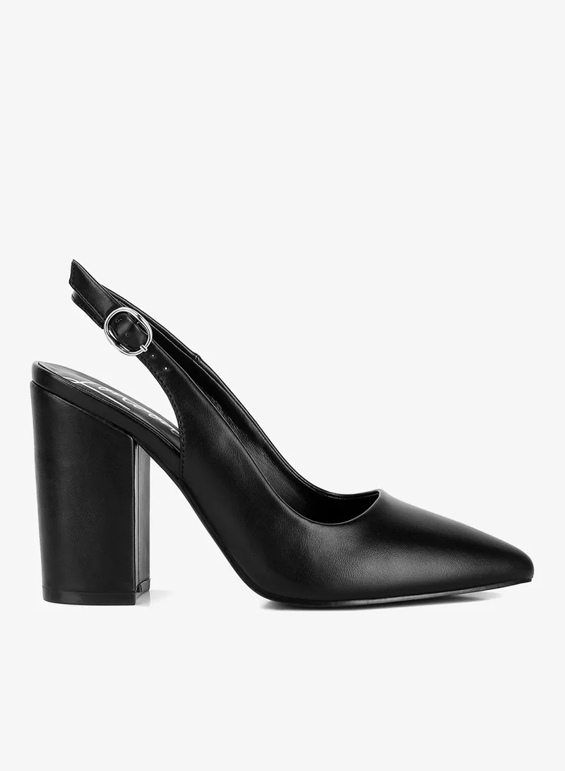 لندن راج صندل نسائي أسود بكعب عريض ومقدمة مدببة من لندن راغ