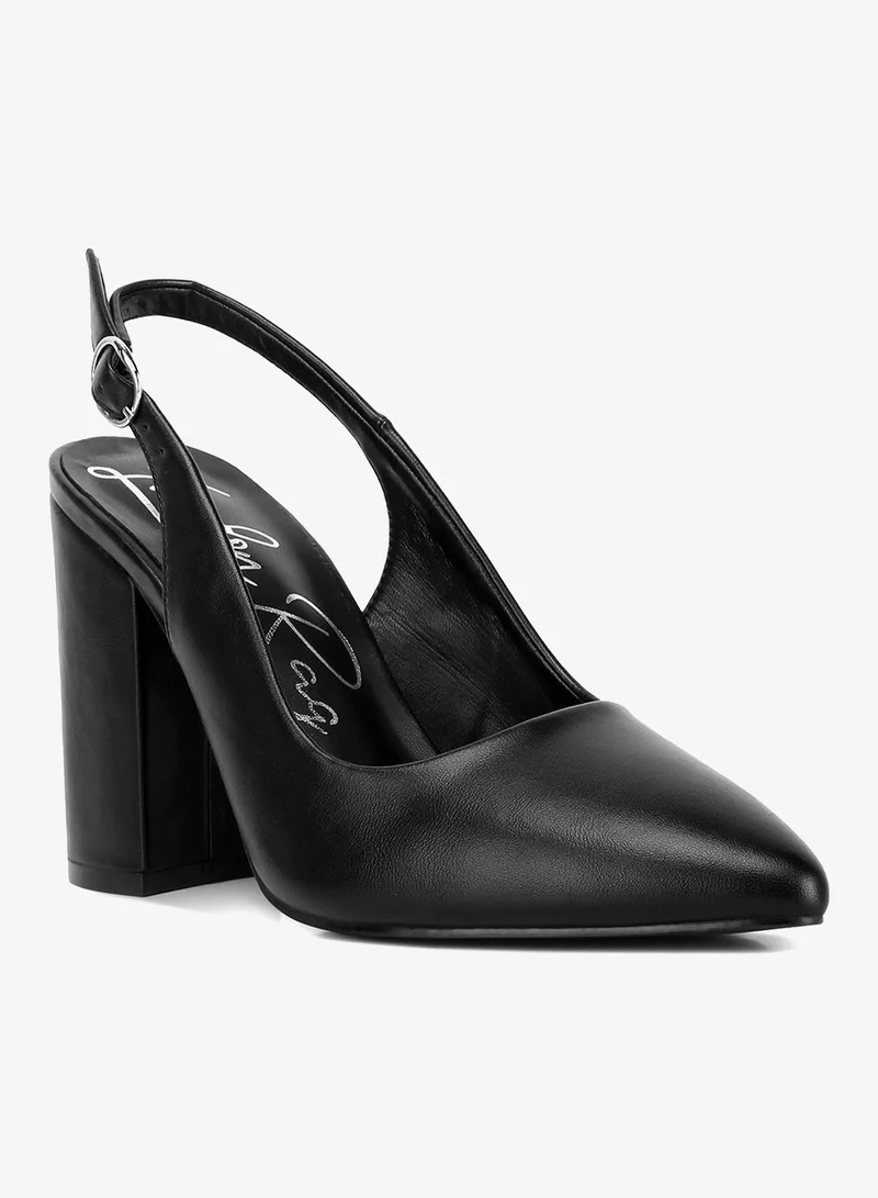 لندن راج صندل نسائي أسود بكعب عريض ومقدمة مدببة من لندن راغ