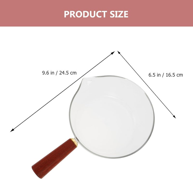 Beavorty Multipurpose Glass Milk Saucepan with Wooden Handle Large Size, Household Small Pot for Food Preparation and Soup Heating, Kitchen Cooking Gadget for Home Use - Image 2