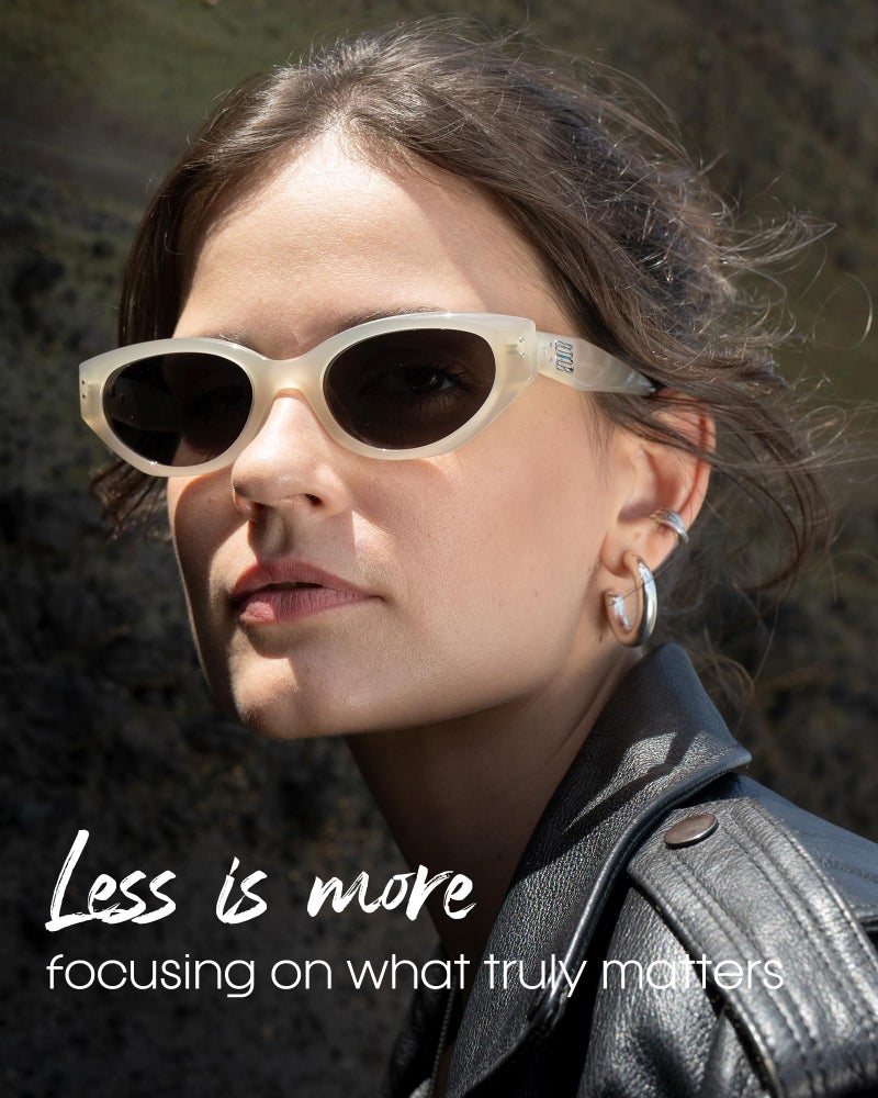 FURTALK Oval Cat Eye Sunglasses, Vintage 90s Style Frame, Polarized Lens, UV Protection (Ivory) - Image 4