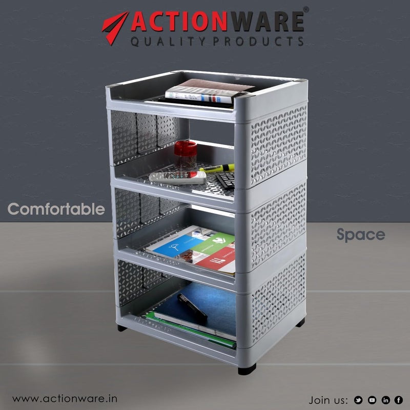 ACTIONWARE Plastic 4 Layer MultiFunctional Kitchen and Home Storage Shelf Steady Rack Easy Assemble Utility Basket Storage Rack Multicolour - Image 3