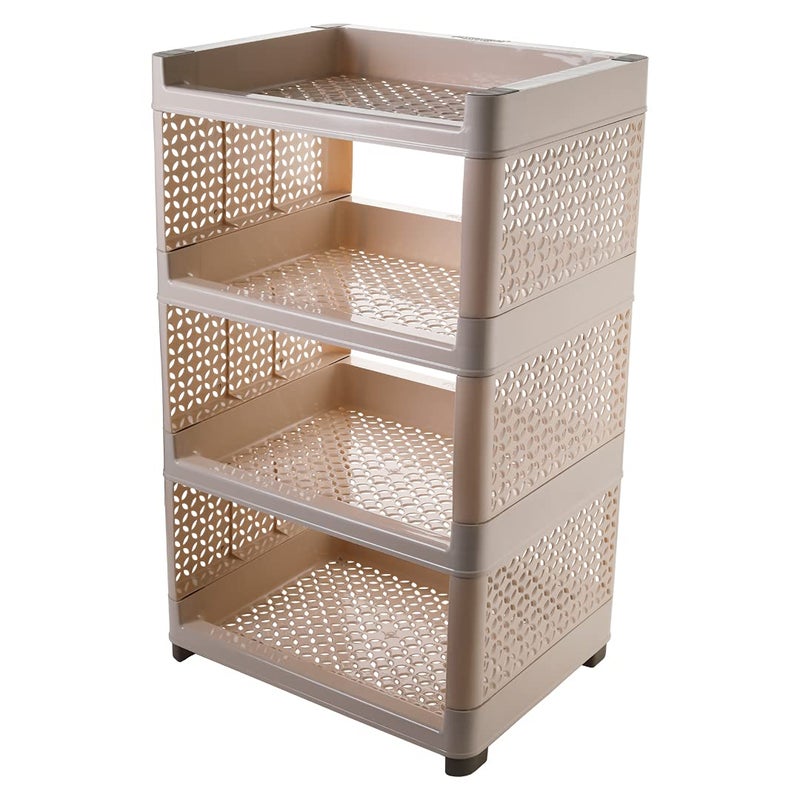ACTIONWARE Plastic 4 Layer MultiFunctional Kitchen and Home Storage Shelf Steady Rack Easy Assemble Utility Basket Storage Rack Multicolour - Image 1