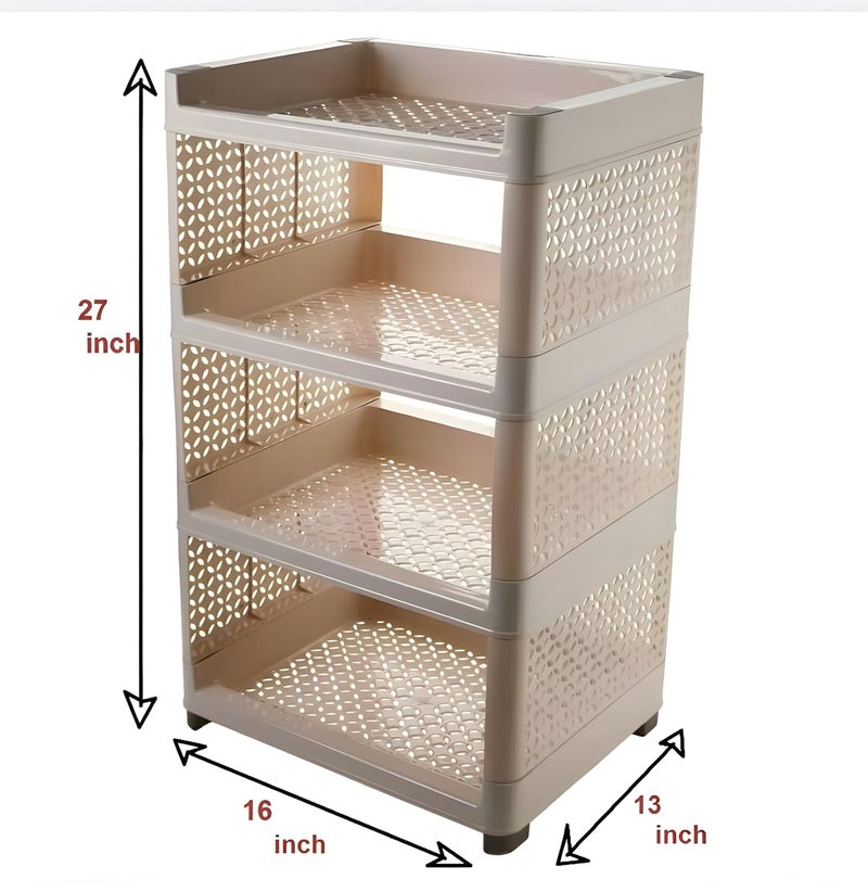 ACTIONWARE Plastic 4 Layer MultiFunctional Kitchen and Home Storage Shelf Steady Rack Easy Assemble Utility Basket Storage Rack Multicolour - Image 2