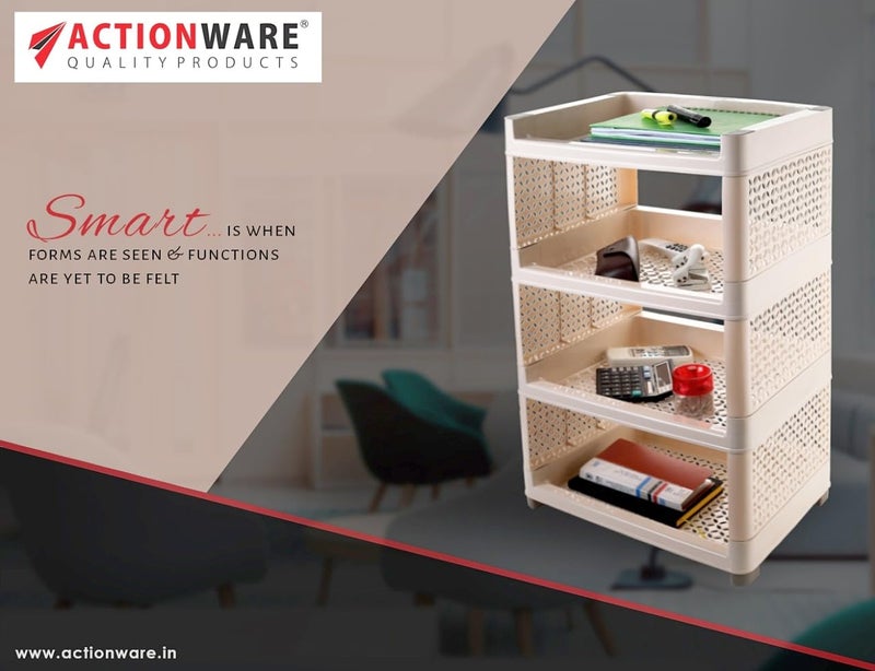 ACTIONWARE Plastic 4 Layer MultiFunctional Kitchen and Home Storage Shelf Steady Rack Easy Assemble Utility Basket Storage Rack Multicolour - Image 4