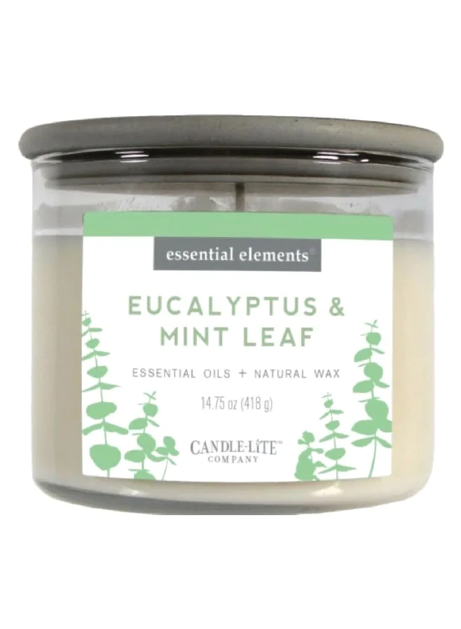 CANDLE-LITE Eucalyptus and Mint Leaf Scented Jar Candle Beige 418 g