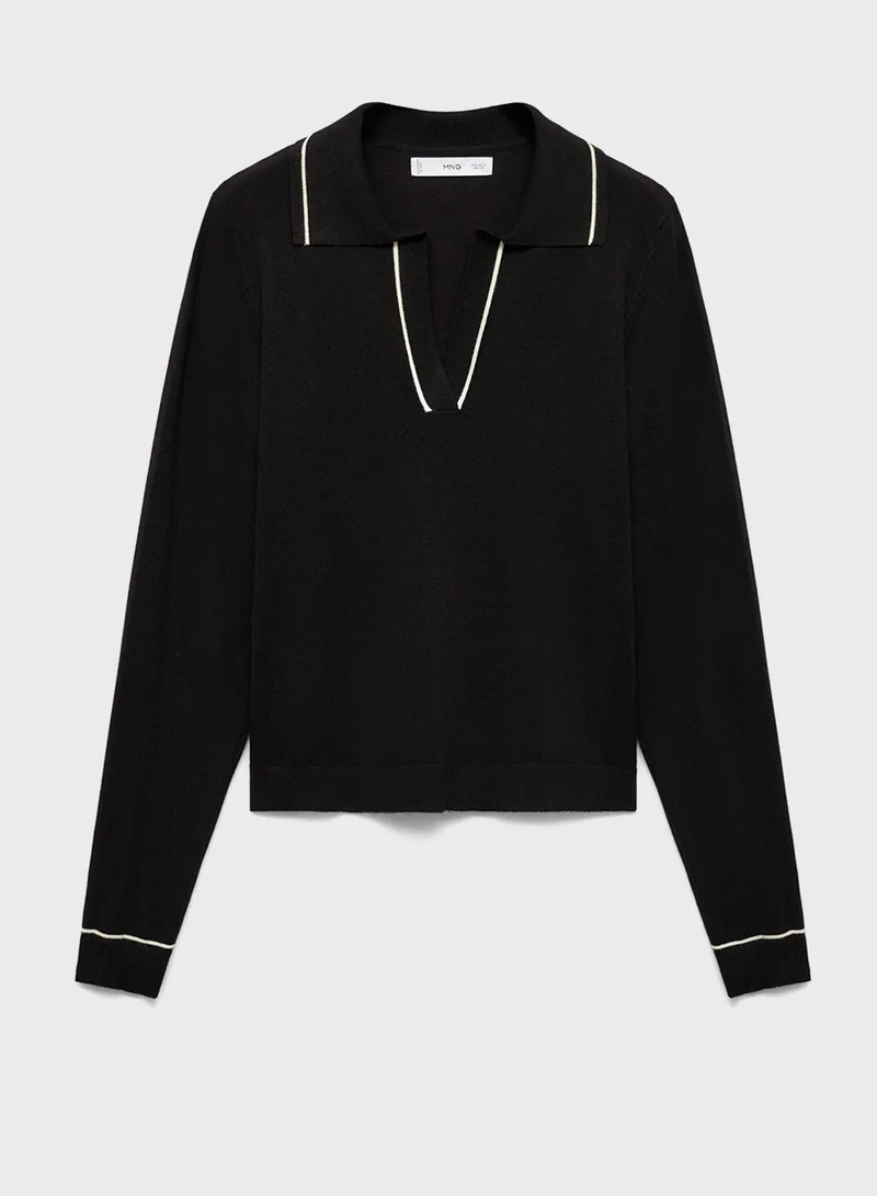 مانجو Knitted Polo Neck Sweater
