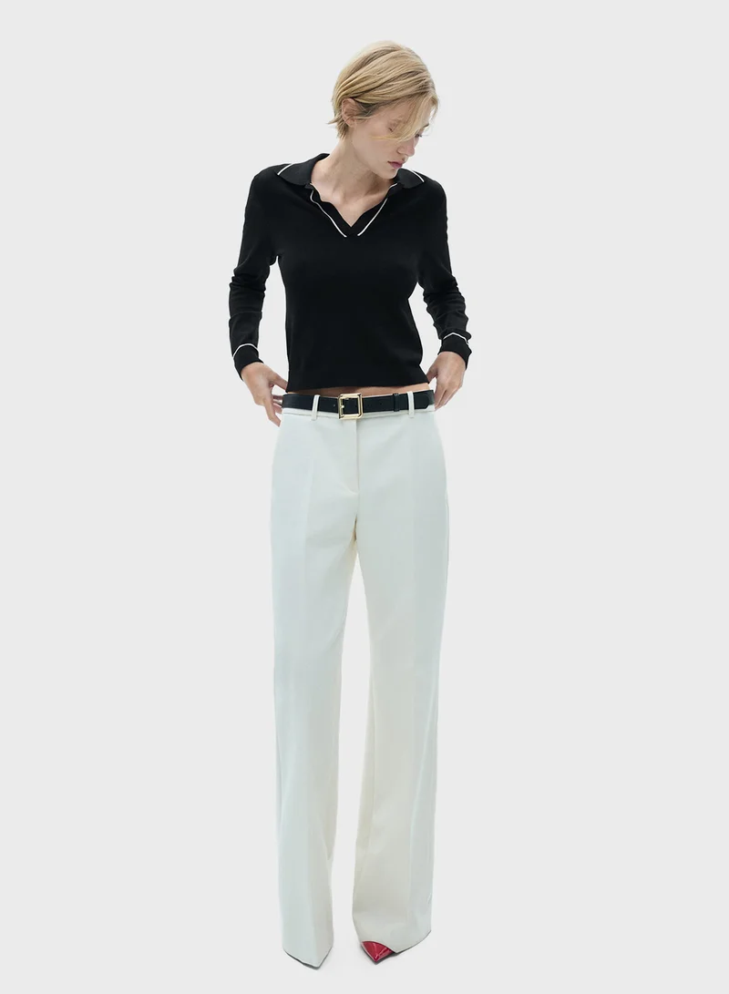 مانجو Knitted Polo Neck Sweater