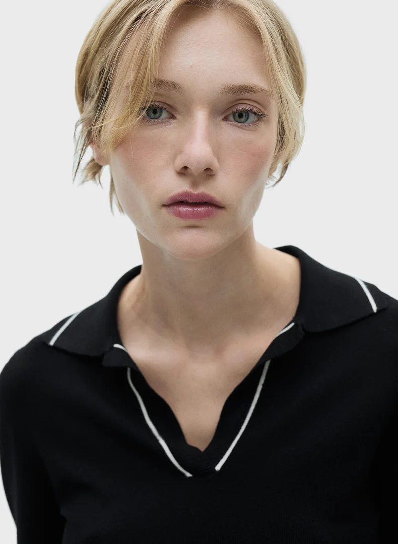 مانجو Knitted Polo Neck Sweater
