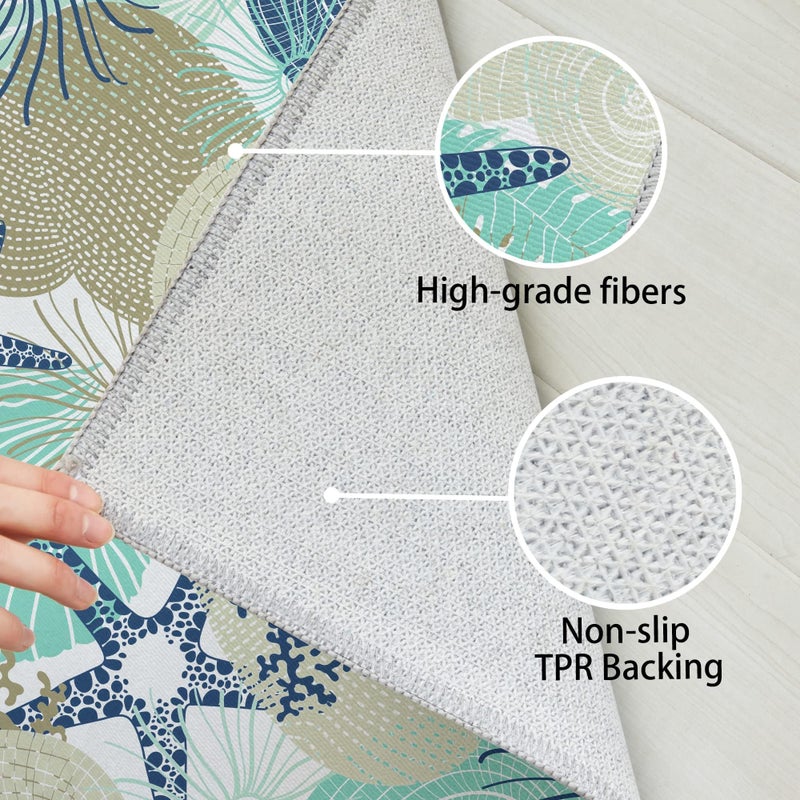 Tritard Coastal Runner Rug 2x6 Nautical Kitchen Hallway Rugs Beach Themed Non-Slip Indoor Floor Mat Machine Washable Rugs Carpet for Bathroom Living Room Bedroom Laundry Room Entryway, Navy - Image 5