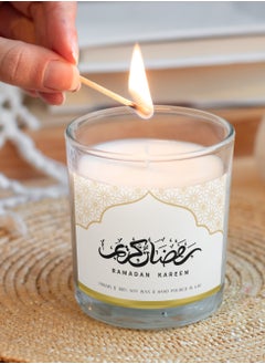 Serenova Ramadan Kareem Natural Soy Wax Scented Jar Candle  (Oud/Amber , 110g)  - Image 5