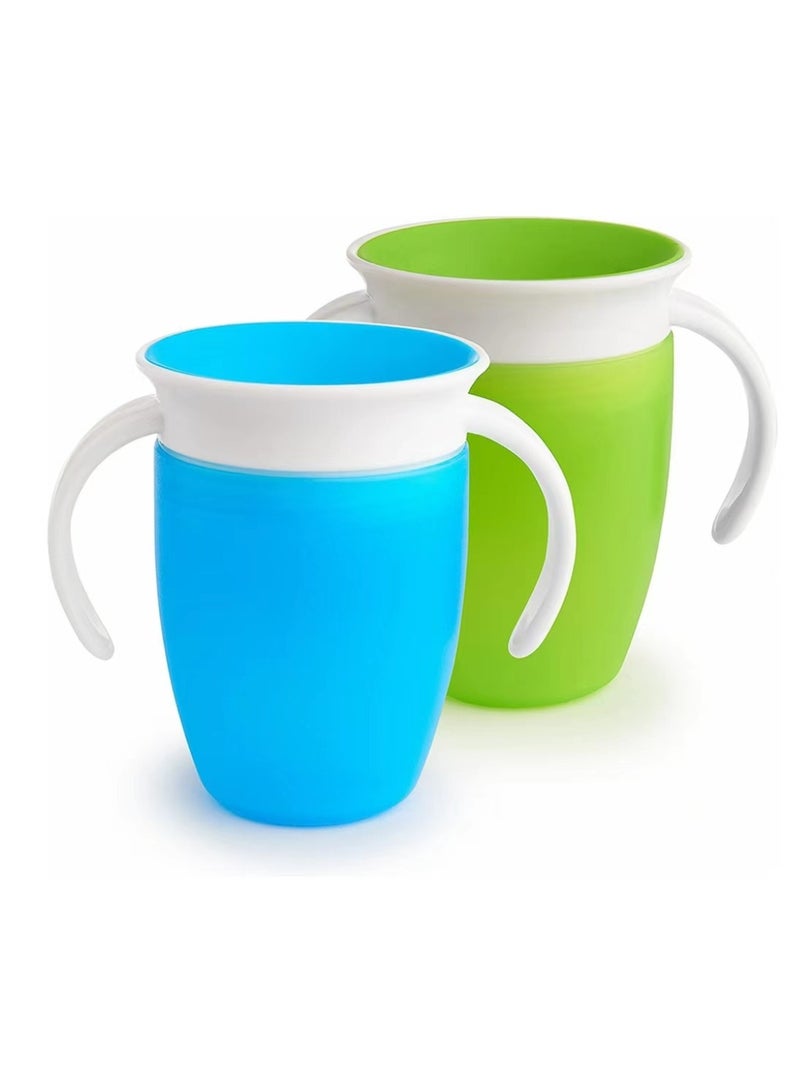 Cool Baby Style 2PCS 360 Non-Leakage Baby Learning Drinking Cup For Infants Drinking Cup For Children Anti-Choking Water Cup For Children Silicone With Handle Large Diameter - Image 1