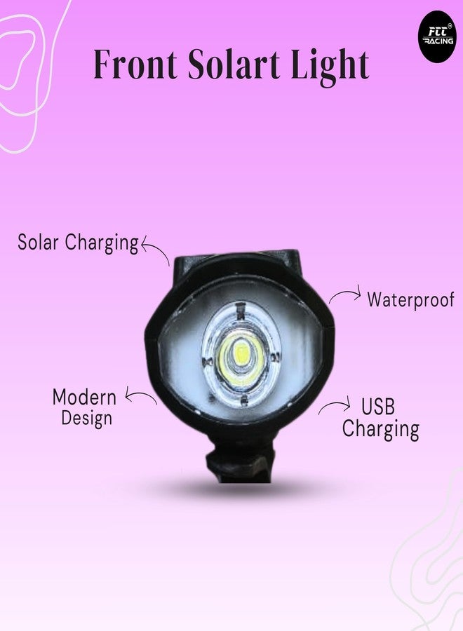 FCCRACING Front Solar Light and Handle Blinker Light Combo for Bicycle - Solar Charging, Waterproof - Image 5