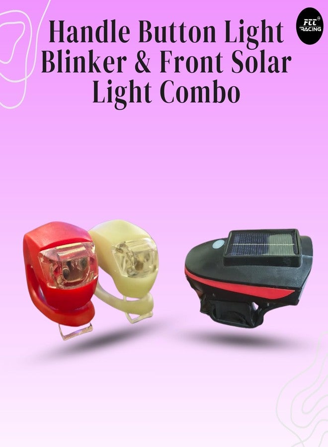 FCCRACING Front Solar Light and Handle Blinker Light Combo for Bicycle - Solar Charging, Waterproof - Image 3