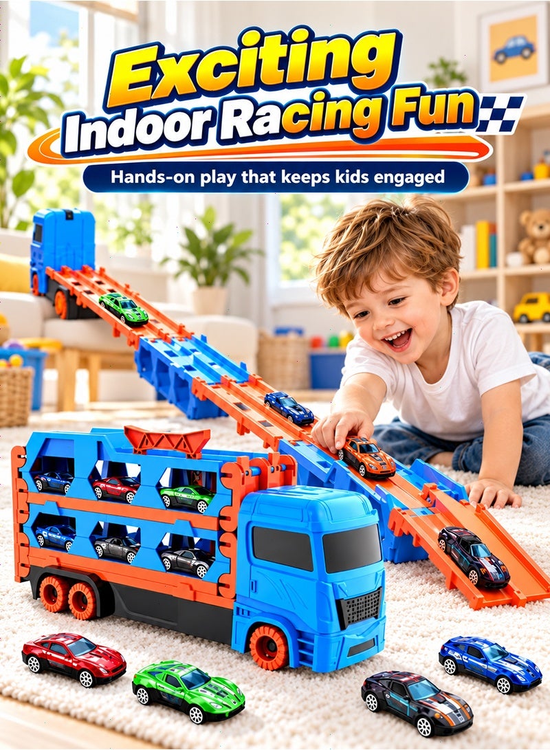 Topyich Truck Toy - 2-in-1 Transport Container, Car Toy Set with 6 Metal Cars, Car Toys for Boys & Girls Ages 3+ - Image 5