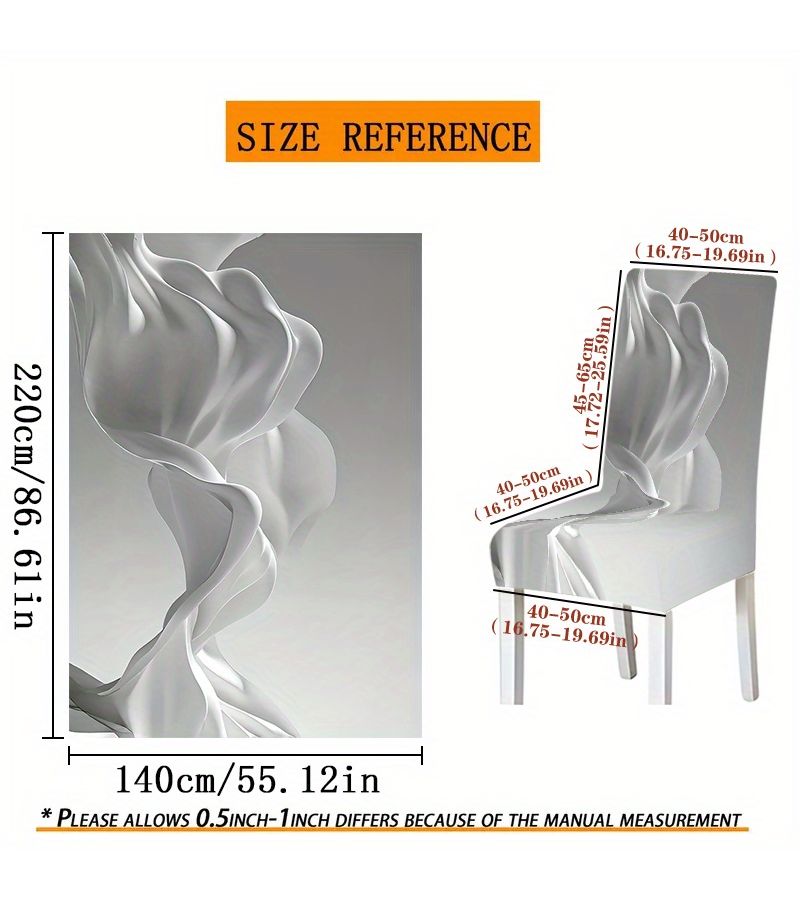 5pcs Set Minimalist White Flowing Form Chair Covers and Tablecloth Set for Home Dining Room Living Room Kitchen Daily Hotel Use Gifts Party Decorations - Image 5