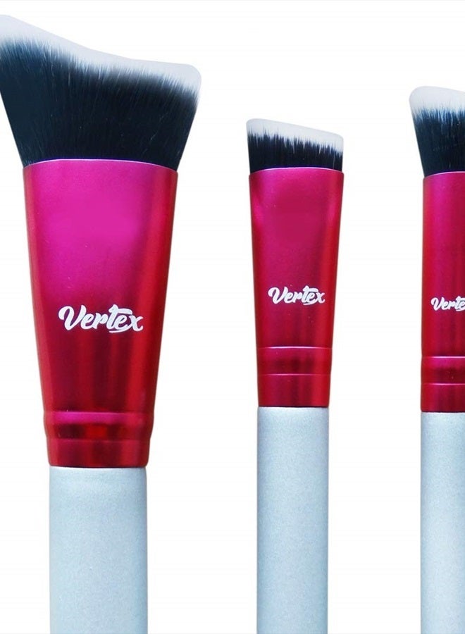 VERTEX فرشاة تحديد الأنف - مجموعة فرش مكياج للتحديد - فرش حقيقية لشعر مائل لتقنيات الخدود الدرامية وإبراز عظام الخد وبودرة البرونزر وكريم الأساس. - Image 1