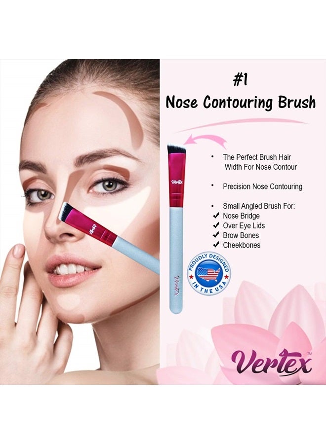 VERTEX فرشاة تحديد الأنف - مجموعة فرش مكياج للتحديد - فرش حقيقية لشعر مائل لتقنيات الخدود الدرامية وإبراز عظام الخد وبودرة البرونزر وكريم الأساس. - Image 2