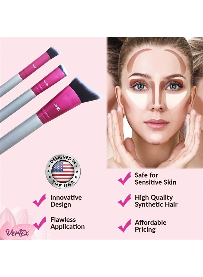 VERTEX فرشاة تحديد الأنف - مجموعة فرش مكياج للتحديد - فرش حقيقية لشعر مائل لتقنيات الخدود الدرامية وإبراز عظام الخد وبودرة البرونزر وكريم الأساس. - Image 4