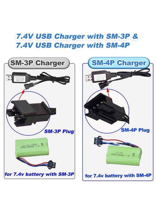 funkawa RC Car Battery Charger Set (4 -Models) - Includes 3.7V SM-2P, 7.4V SM-3P, 7.4v Charger SM-4P and 7.4v LIPO Charger with XH-3P Plug for RC Cars, Trucks, Vehicles, Gel Blaster - Image 3