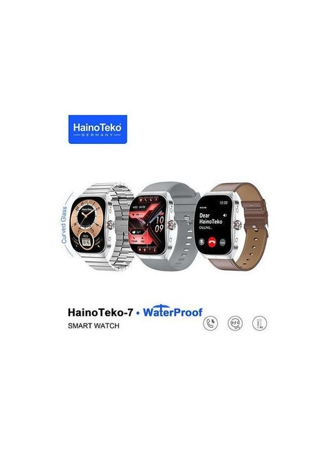 Curved Glass, AMOLED, waterproof smartwatch HT-7 with 3 Pairs Strap - Black