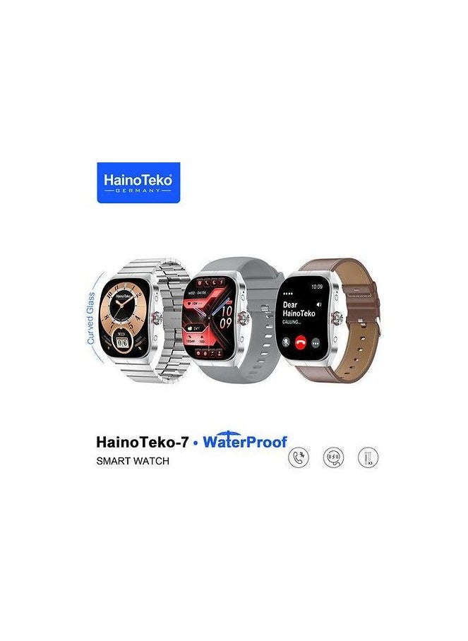 Curved Glass, AMOLED, waterproof smartwatch HT-7 with 3 Pairs Strap - Black