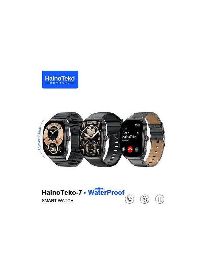 Curved Glass, AMOLED, waterproof smartwatch HT-7 with 3 Pairs Strap - Black