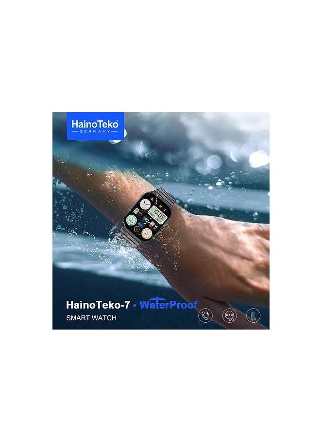 Curved Glass, AMOLED, waterproof smartwatch HT-7 with 3 Pairs Strap - Black