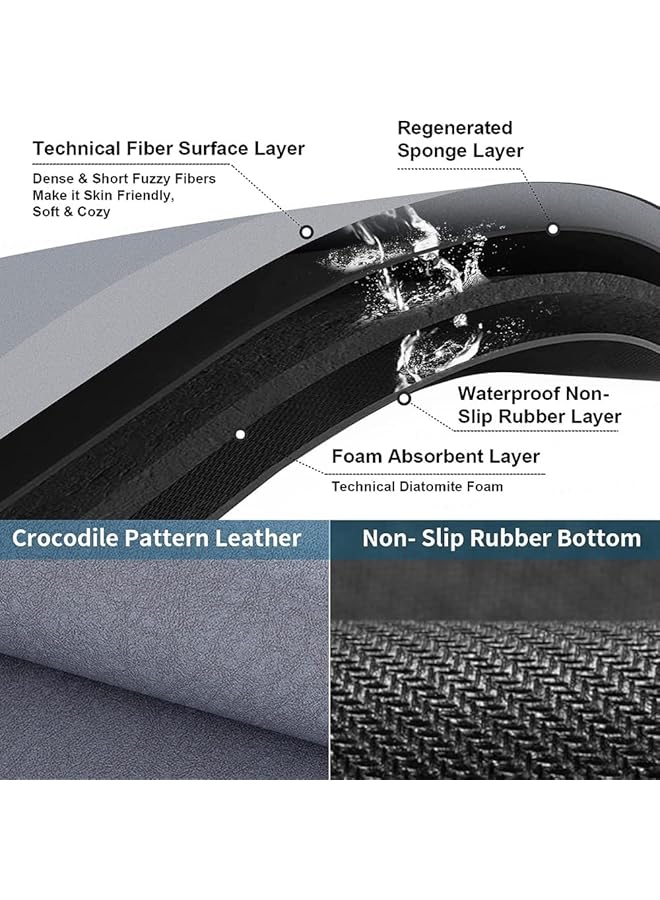 إيروريكس سجادة حمام فائقة الامتصاص من إسفنج الذاكرة سريع الجفاف، سجادة حمام غير قابلة للانزلاق، سجادة أرضية ناعمة قابلة للغسل، سجادة حمام مضادة للانزلاق، سجادة دش، سجادة منطقة المرحاض للحمام وحوض الاستحمام - Image 5