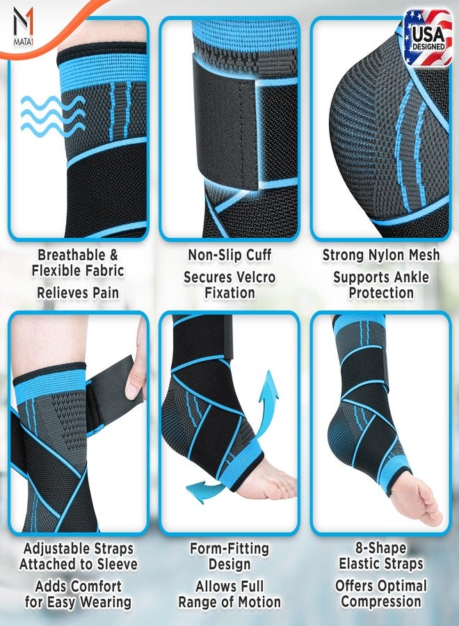 Mata1 - Ankle Brace for Men & Women - Foot Wrap for Plantar Fasciitis, Sprain, Achilles & Tendonitis Support - Adjustable Compression Sleeve w/Elastic Straps - Image 3