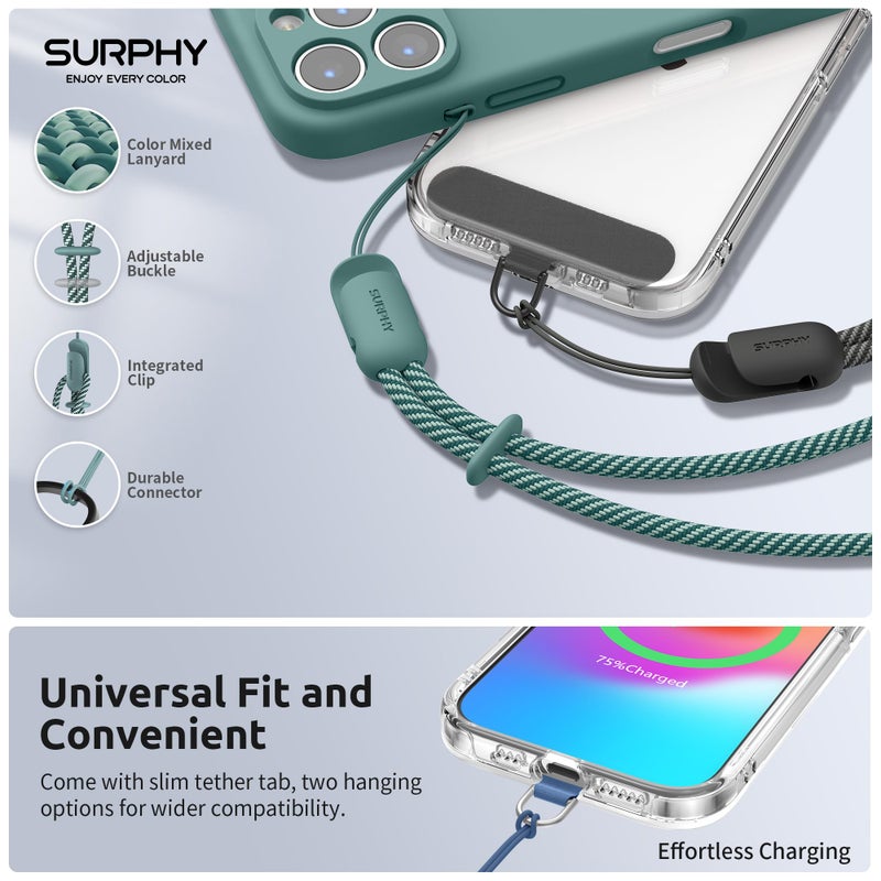 SURPHY 3 Pack Phone Wrist Strap with CellPhone Tether Tab, Cellphone Lanyard, Anti Theft Phone Strap with 2-Color Braided, Wrist Lanyard for Women and Men, Black & Green & Blue Jay - Image 2