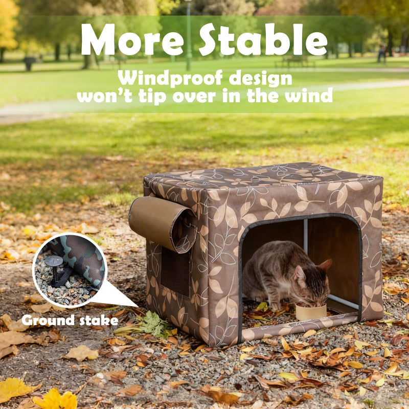LoopTime Outdoor Cat House Weatherproof Feeding Station for Food & Water,Large Clawsable Cat Houses for Outdoor Cats,Waterproof Kitty Dining Room Cats Shelter for Stray,Feral & Community Cats (Green) - Image 3