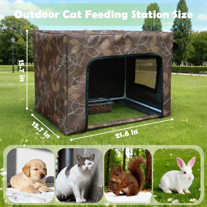 LoopTime Outdoor Cat House Weatherproof Feeding Station for Food & Water,Large Clawsable Cat Houses for Outdoor Cats,Waterproof Kitty Dining Room Cats Shelter for Stray,Feral & Community Cats (Green) - Image 2