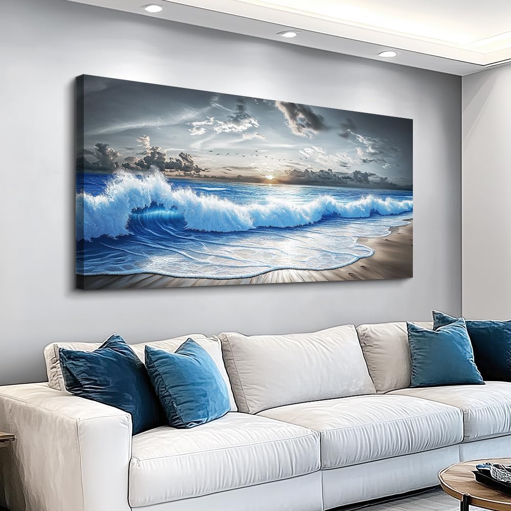 ARS Canvas Wall Art For Bedroom Wall Decorations For Living Room Modern Office Wall Decor Seaside Scenery Lighthouse Mountain Pictures Printed 60x90cm