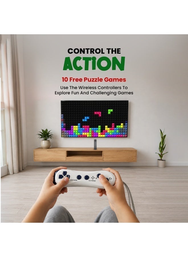 NEXORX PlayArena Motion Game Console for Kids, Motion Sensing & Classic Video Games, Plug & Play HDMI Gaming Console with Dual Wireless Controllers, Family Party Games, Black - Image 2